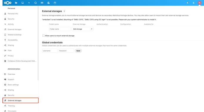 Access external storage configurations.