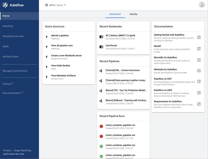 Kubeflows dashboard