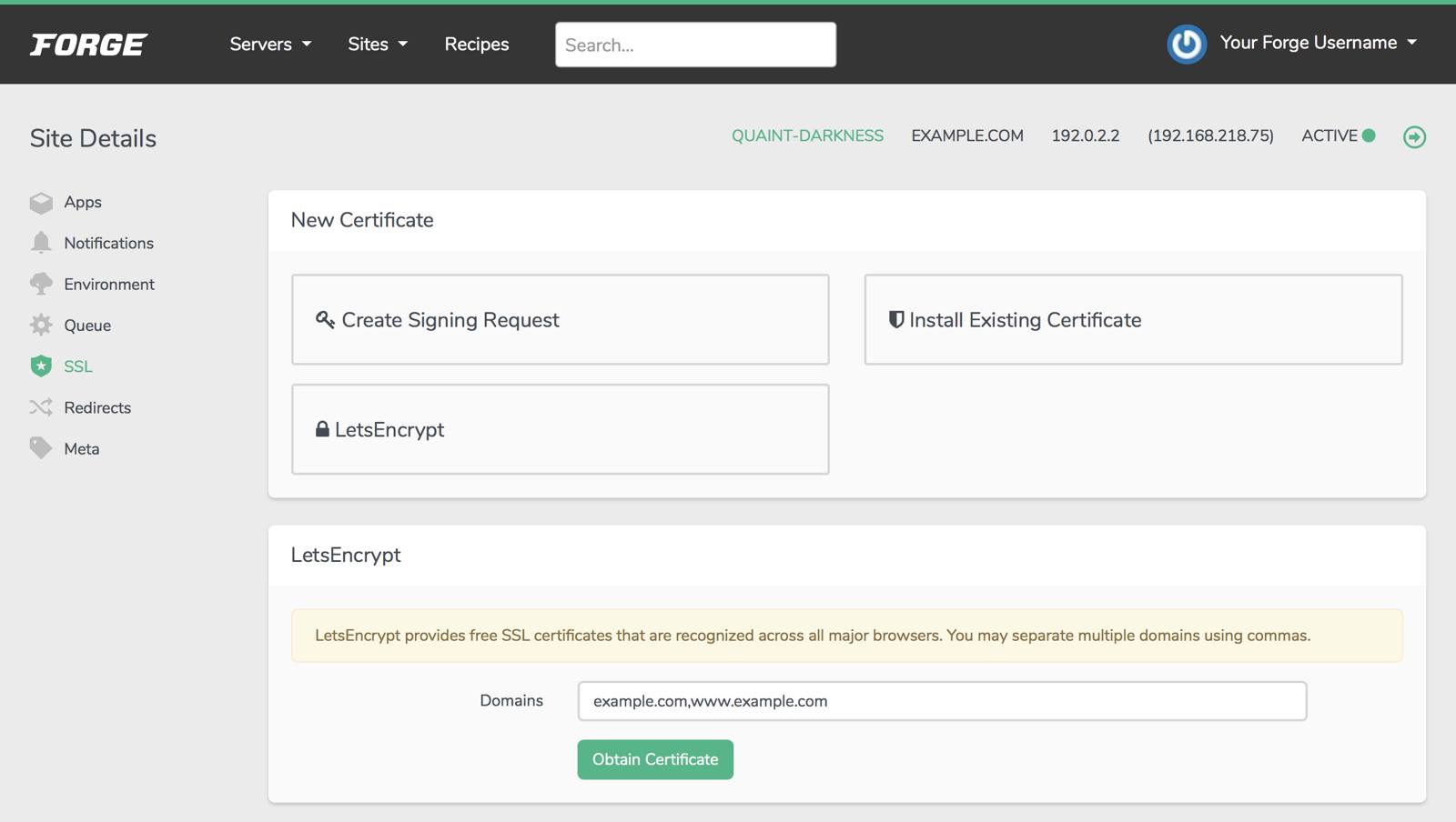 Lets Encrypt Form