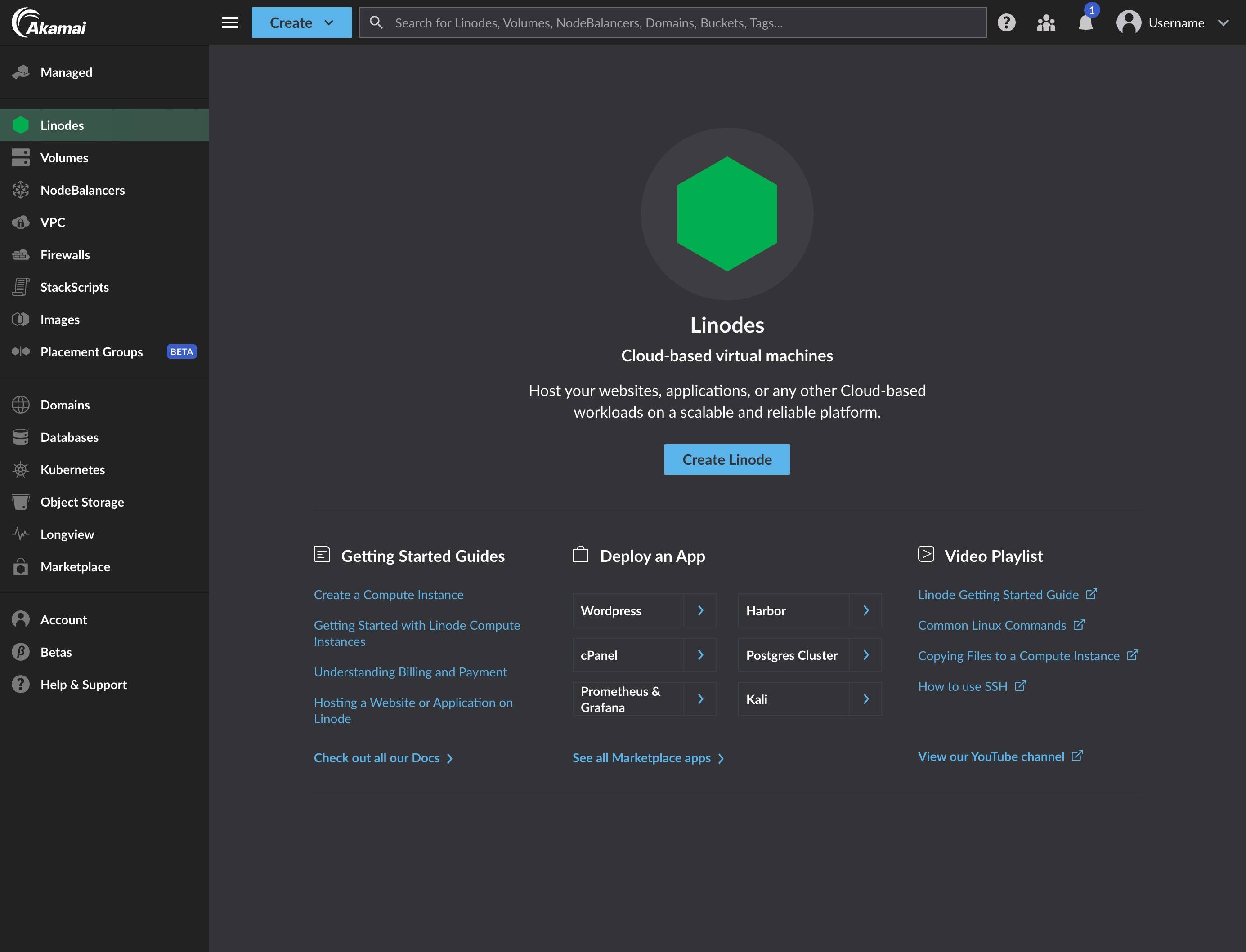 Screenshot of the new dark theme in Cloud Manager