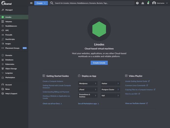 Screenshot of the previous dark theme in Cloud Manager